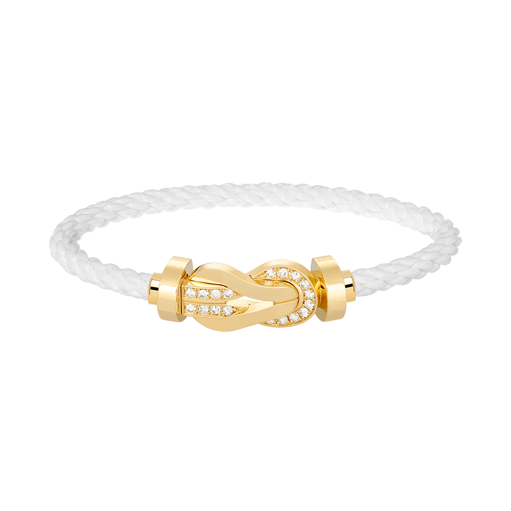 [✨Rose💎]CHANCE LARGE 8 FIGURE BUCKLE HALF DIAMOND BRACELET GOLD