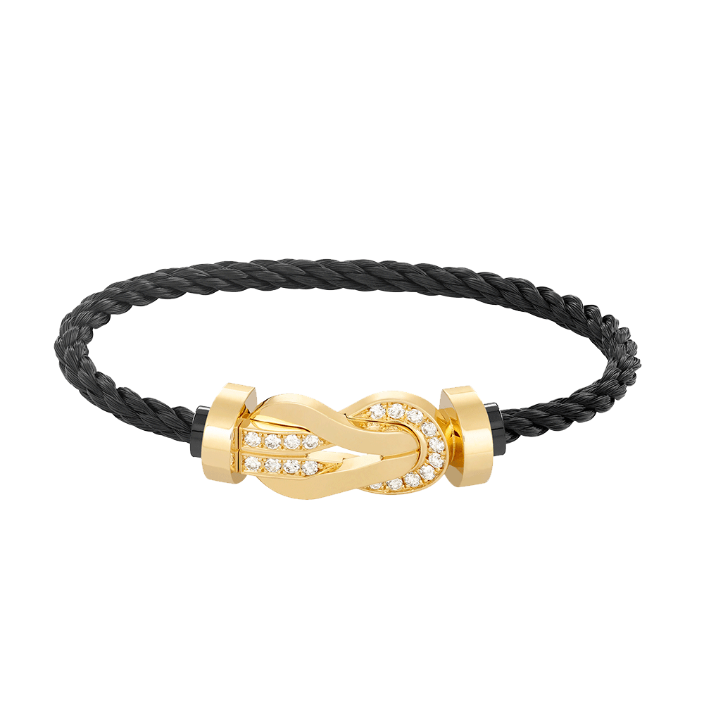 [✨Rose💎]CHANCE LARGE 8 FIGURE BUCKLE HALF DIAMOND BRACELET GOLD
