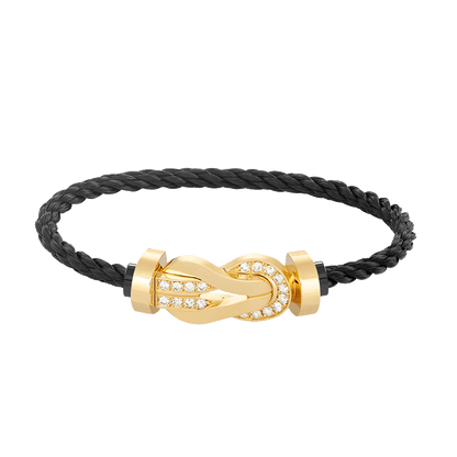[✨Rose💎]CHANCE LARGE 8 FIGURE BUCKLE HALF DIAMOND BRACELET GOLD