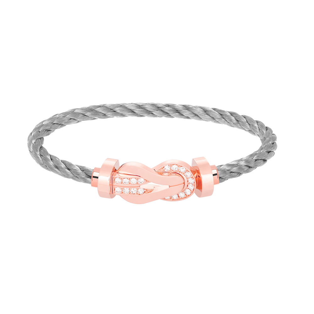 [✨Rose💎]CHANCE LARGE 8 FIGURE BUCKLE HALF DIAMOND BRACELET ROSE GOLD
