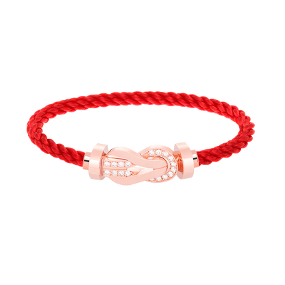 [✨Rose💎]CHANCE LARGE 8 FIGURE BUCKLE HALF DIAMOND BRACELET ROSE GOLD