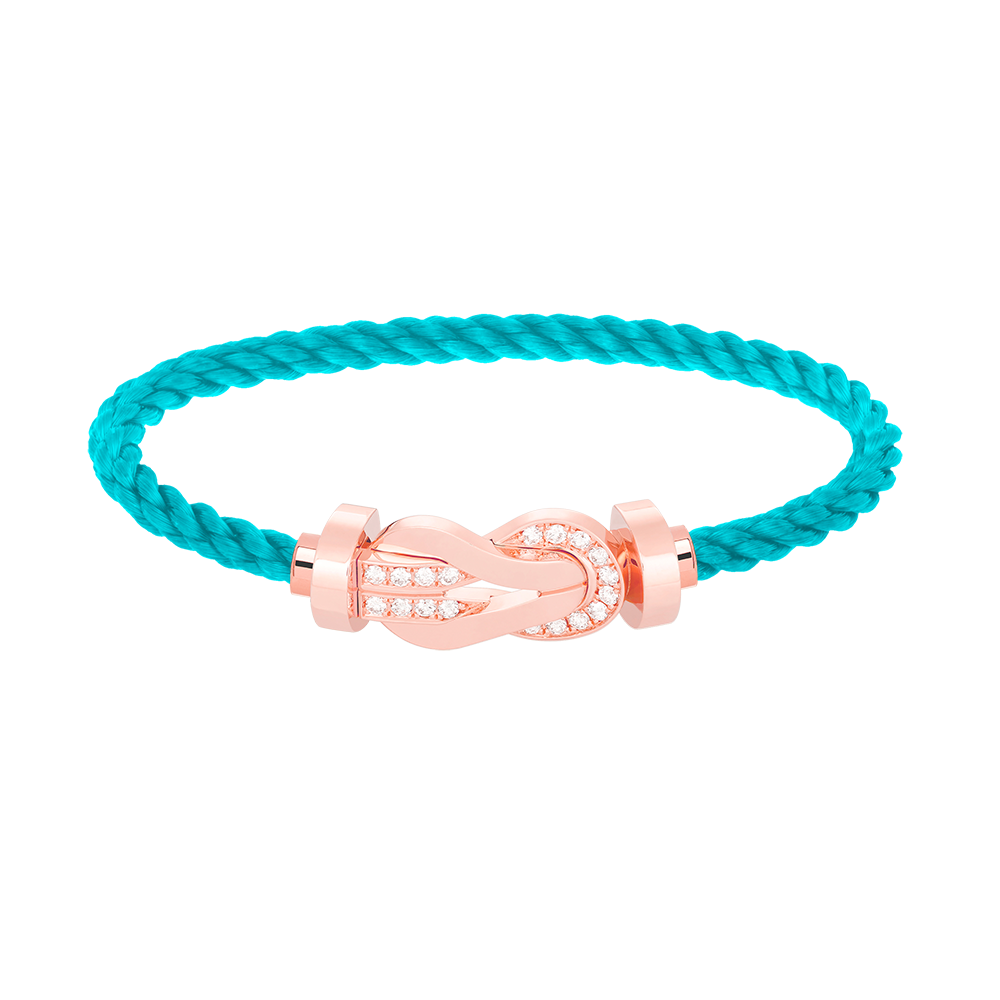 [✨Rose💎]CHANCE LARGE 8 FIGURE BUCKLE HALF DIAMOND BRACELET ROSE GOLD