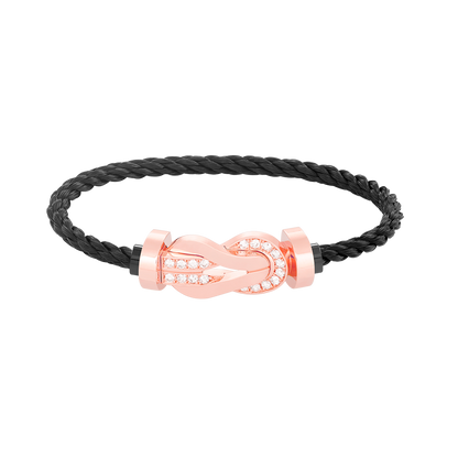[✨Rose💎]CHANCE LARGE 8 FIGURE BUCKLE HALF DIAMOND BRACELET ROSE GOLD