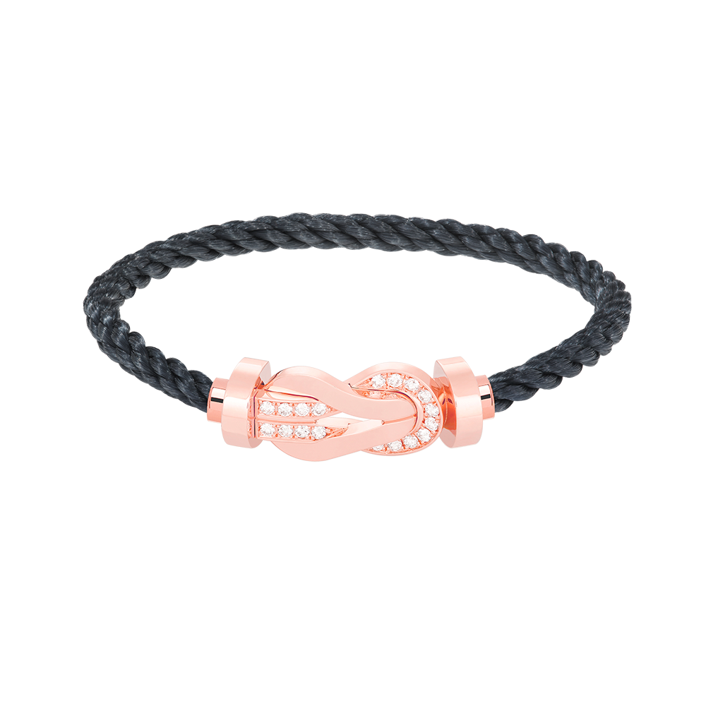 [✨Rose💎]CHANCE LARGE 8 FIGURE BUCKLE HALF DIAMOND BRACELET ROSE GOLD