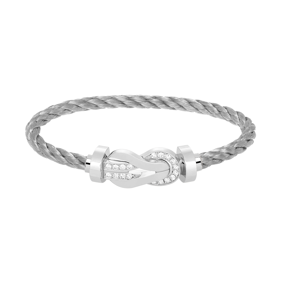 [✨Rose💎]CHANCE LARGE 8 FIGURE BUCKLE HALF DIAMOND BRACELET SILVER