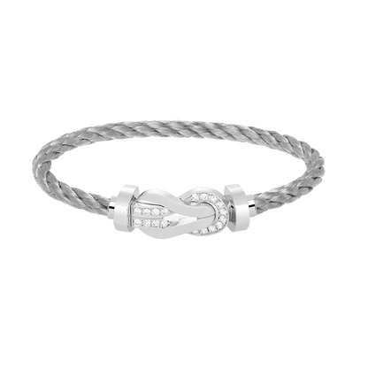 [✨Rose💎]CHANCE LARGE 8 FIGURE BUCKLE HALF DIAMOND BRACELET SILVER