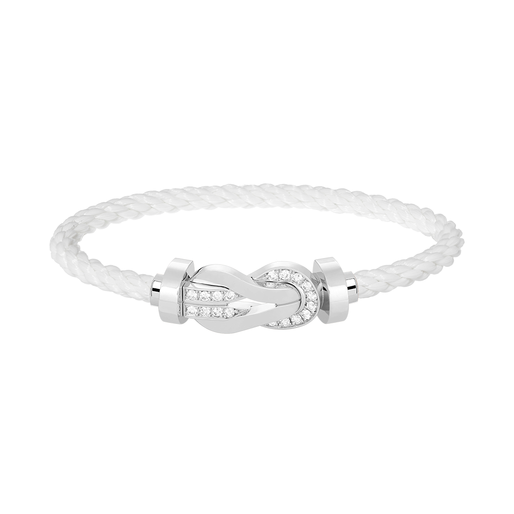 [✨Rose💎]CHANCE LARGE 8 FIGURE BUCKLE HALF DIAMOND BRACELET SILVER