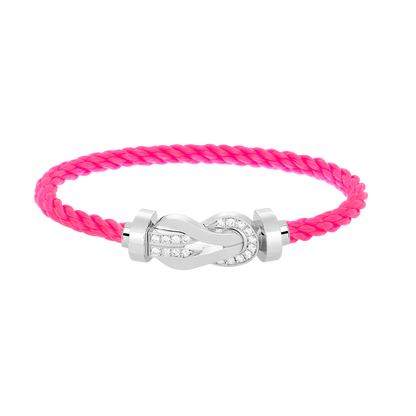 [✨Rose💎]CHANCE LARGE 8 FIGURE BUCKLE HALF DIAMOND BRACELET SILVER