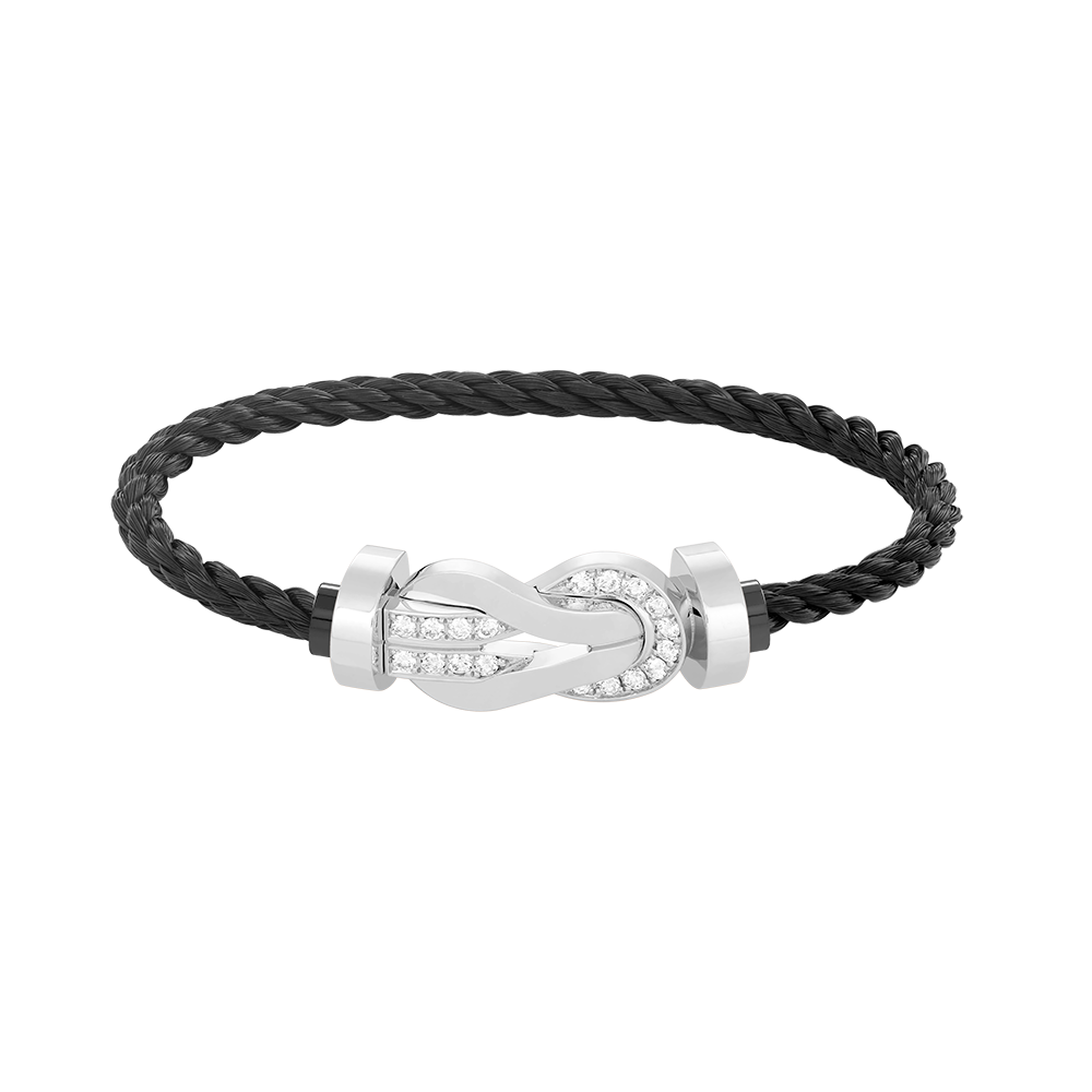 [✨Rose💎]CHANCE LARGE 8 FIGURE BUCKLE HALF DIAMOND BRACELET SILVER