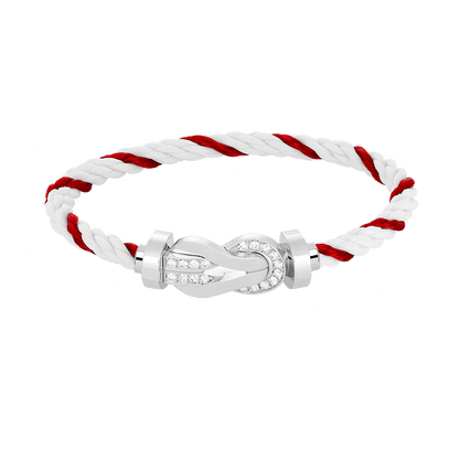 [✨Rose💎]CHANCE LARGE 8 FIGURE BUCKLE HALF DIAMOND BRACELET SILVER