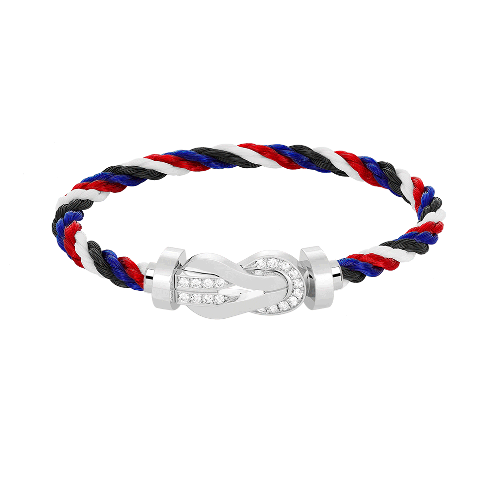 [✨Rose💎]CHANCE LARGE 8 FIGURE BUCKLE HALF DIAMOND BRACELET SILVER