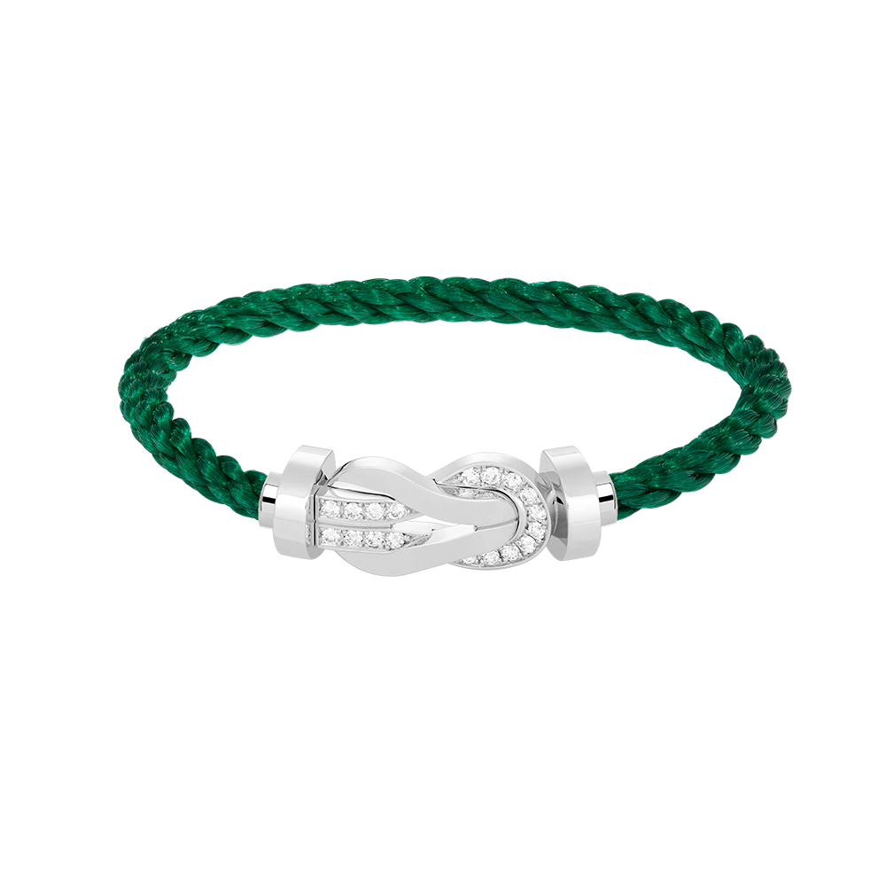 [✨Rose💎]CHANCE LARGE 8 FIGURE BUCKLE HALF DIAMOND BRACELET SILVER