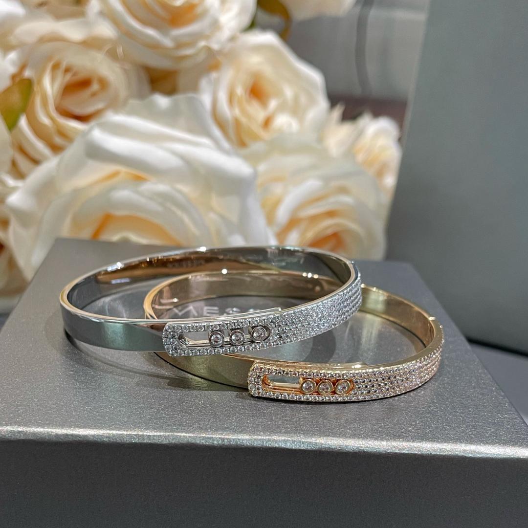 [✨Rose💎]Move Noa Rose Gold Pav茅 Diamond Bangle Bracelet