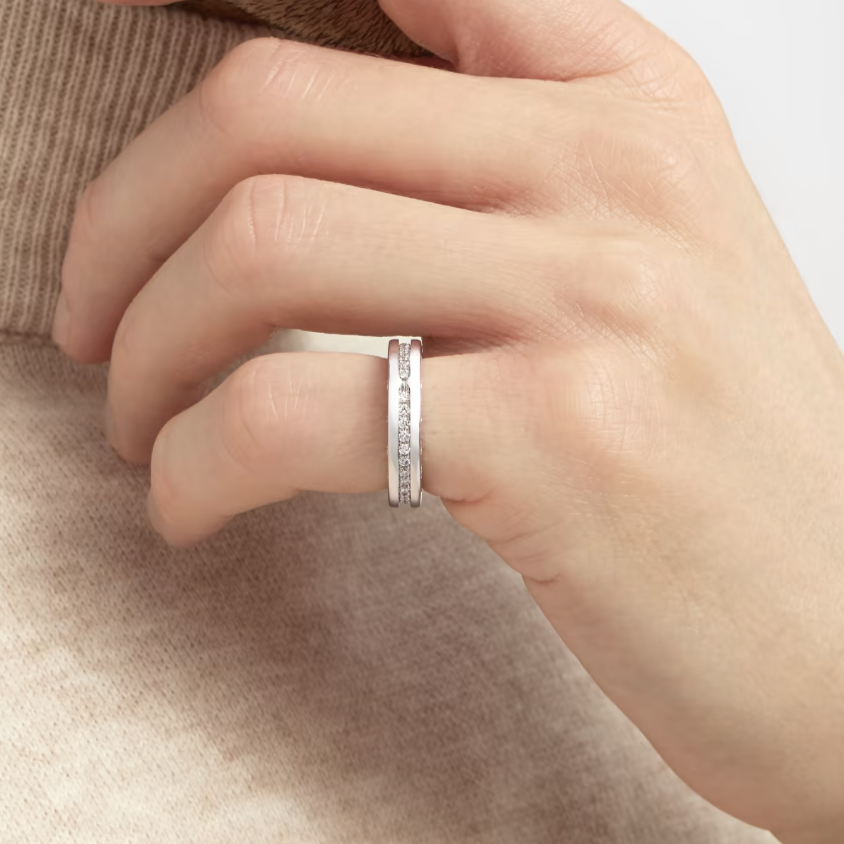 [✨Rose💎]ZERO 1 ONE-BAND PAVED DIAMONDS ON THE SPIRAL RING