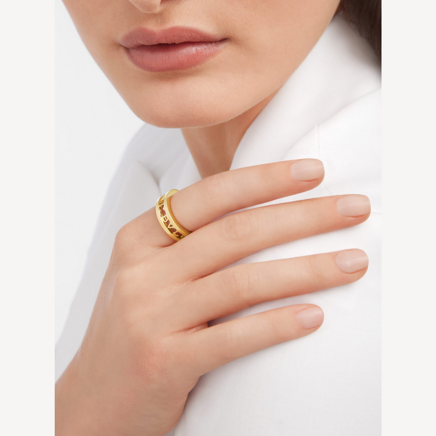 [✨Rose💎]ZERO 1 ONE-BAND WITH OPENWORK LOGO SPIRAL RING