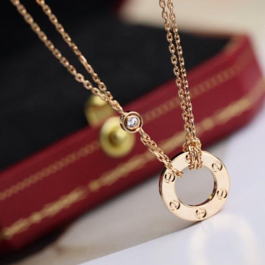 [✨Rose💎]LOVE NECKLACE ADJUSTABLE ROSE GOLD 2 DIAMOND