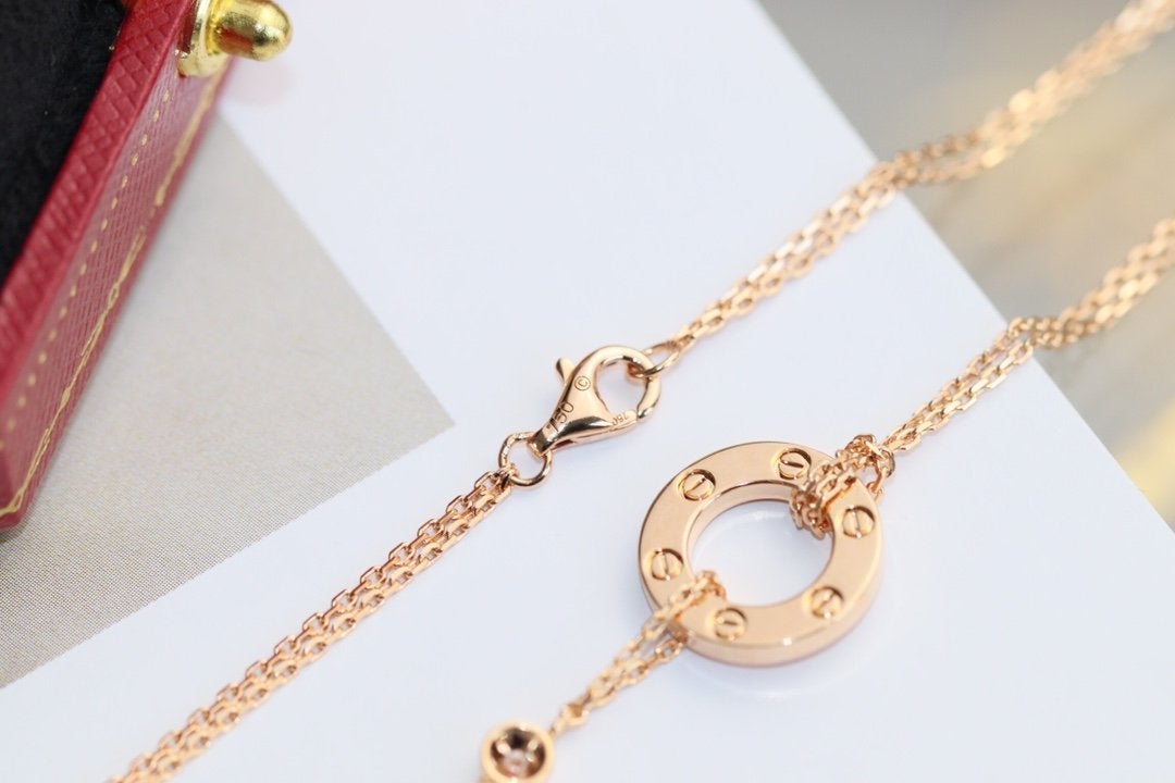 [✨Rose💎]LOVE NECKLACE ADJUSTABLE ROSE GOLD 2 DIAMOND