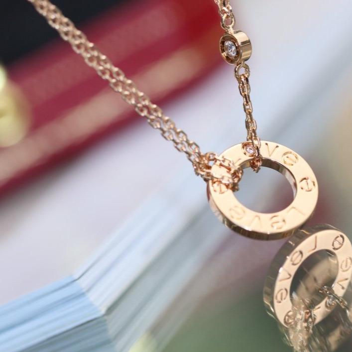 [✨Rose💎]LOVE NECKLACE ADJUSTABLE ROSE GOLD 2 DIAMOND