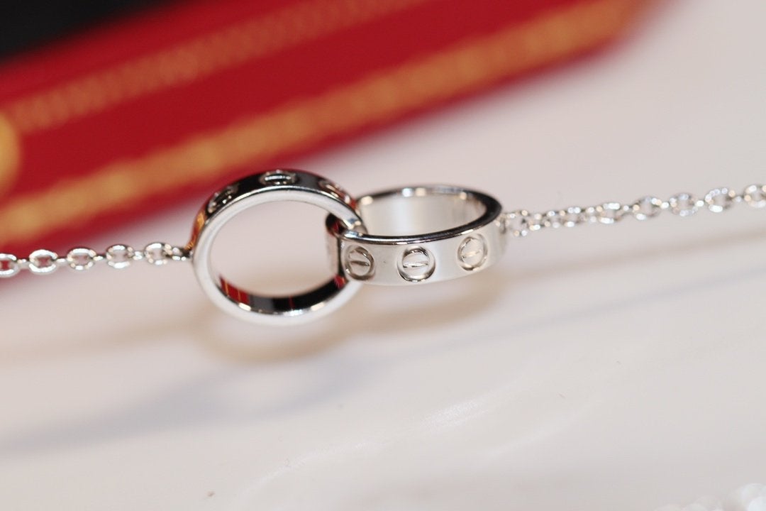 [✨Rose💎]LOVE NECKLACE PINK GOLD AND SILVER