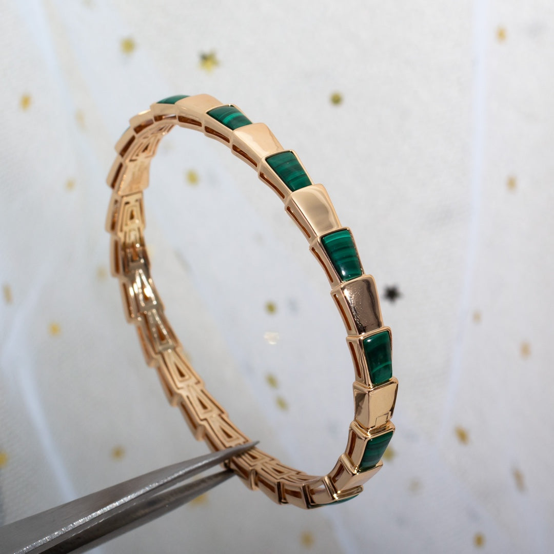 [✨Rose💎]SERPENTI BRACELET PINK GOLD MALACHITE