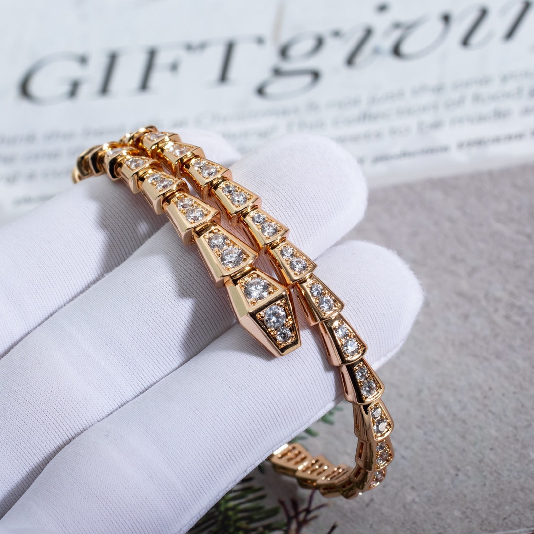 [✨Rose💎]SERPENTI BRACELET 6.8MM PINK GOLD DIAMOND