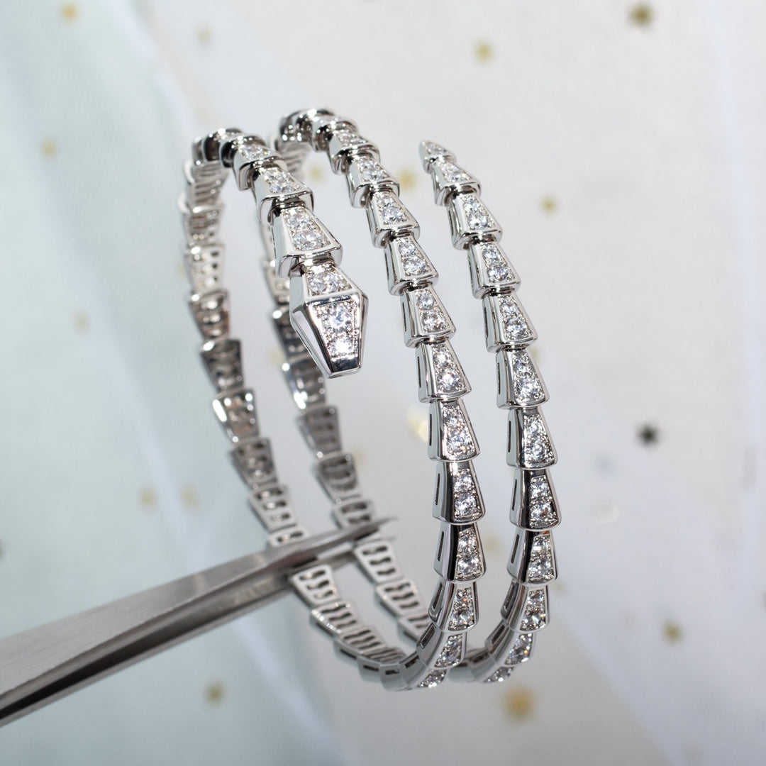 [✨Rose💎]SERPENTI BRACELET SILVER DIAMOND DOUBLE ROW
