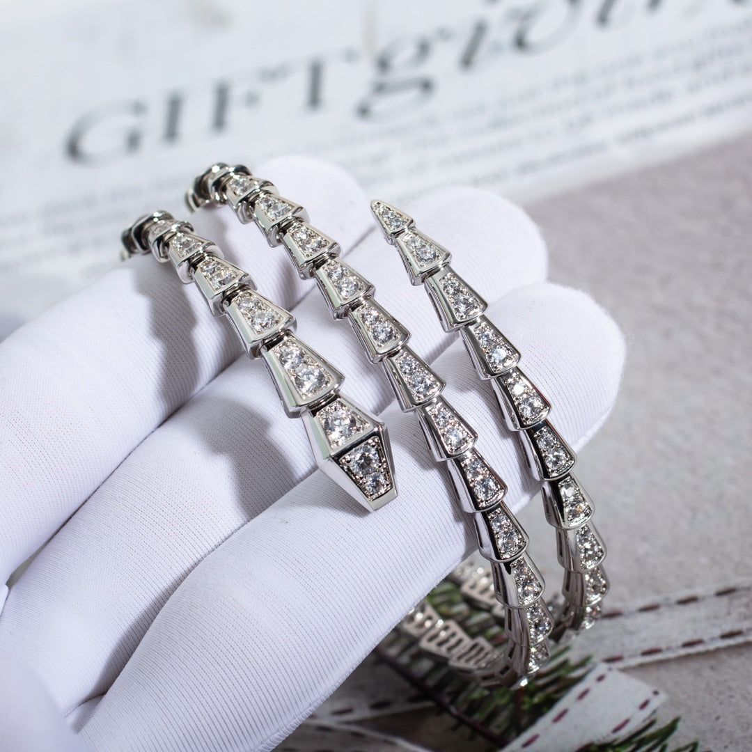 [✨Rose💎]SERPENTI BRACELET SILVER DIAMOND DOUBLE ROW