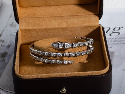 [✨Rose💎]SERPENTI BRACELET SILVER DIAMOND DOUBLE ROW