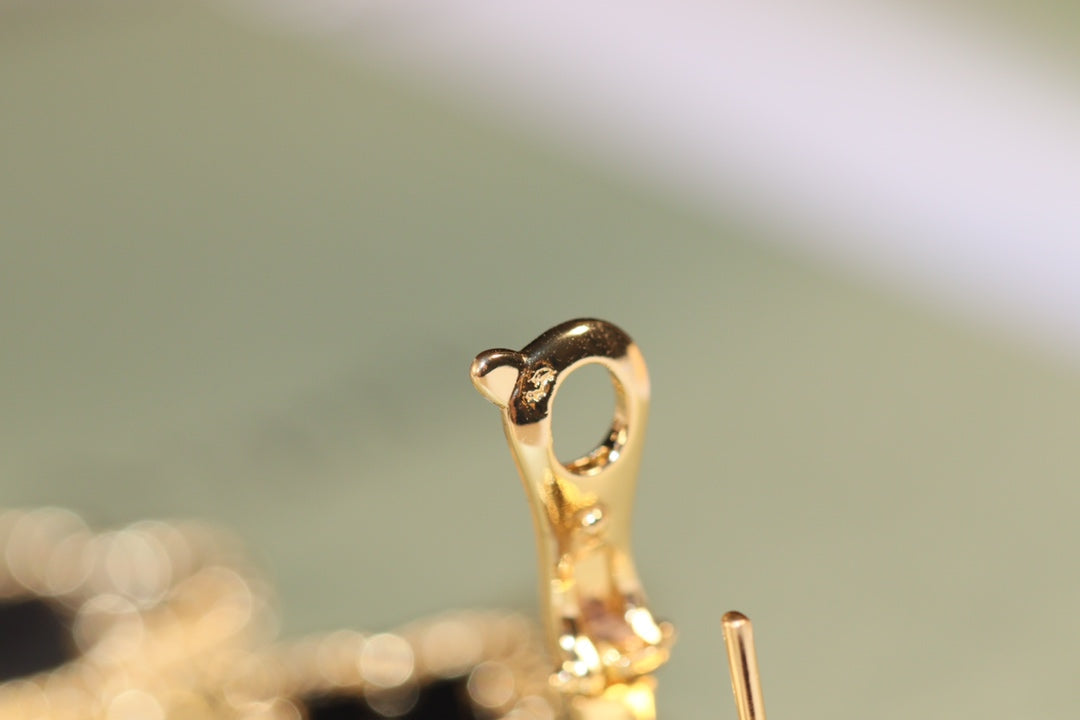 [✨Rose💎]CLOVER EARRINGS GOLD ONYX MOP 3 MOTIF