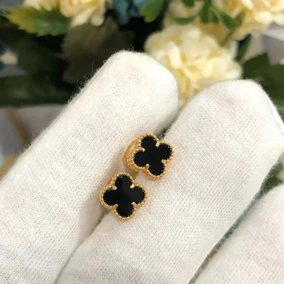 [✨Rose💎]CLOVER MINI 9.5MM BLACK MOP EARRINGS