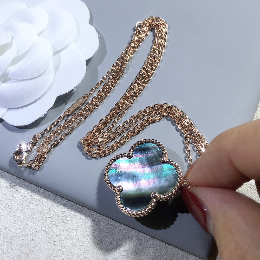 [✨Rose💎]CLOVER 25MM GOLD DARK MOP BIG CLOVER NECKLACE
