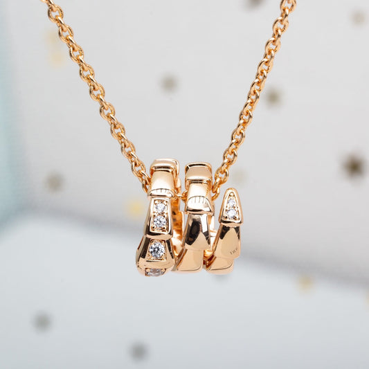 [✨Rose💎]SERPENTI PINK GOLD NECKLACE DIAMOND