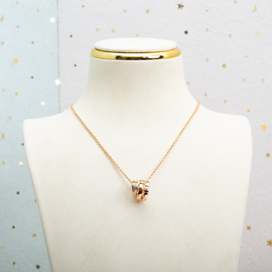 [✨Rose💎]SERPENTI PINK GOLD NECKLACE DIAMOND