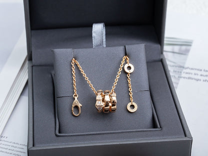 [✨Rose💎]SERPENTI PINK GOLD NECKLACE DIAMOND