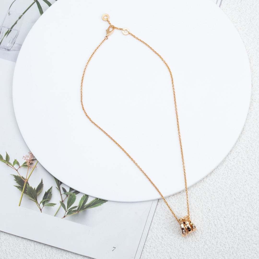 [✨Rose💎]SERPENTI PINK GOLD NECKLACE DIAMOND