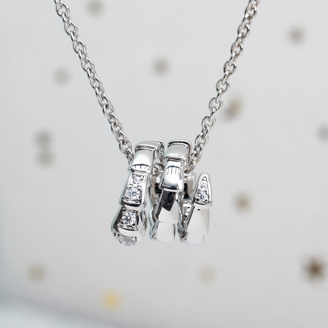 [✨Rose💎]SERPENTI SILVER NECKLACE DIAMOND