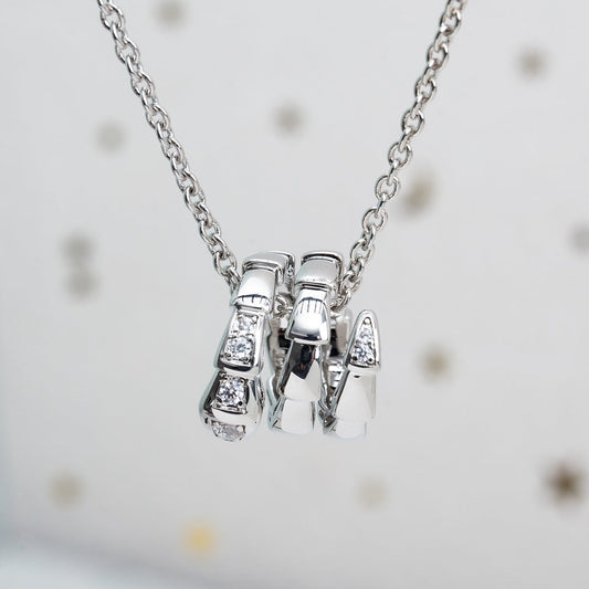 [✨Rose💎]SERPENTI SILVER NECKLACE DIAMOND