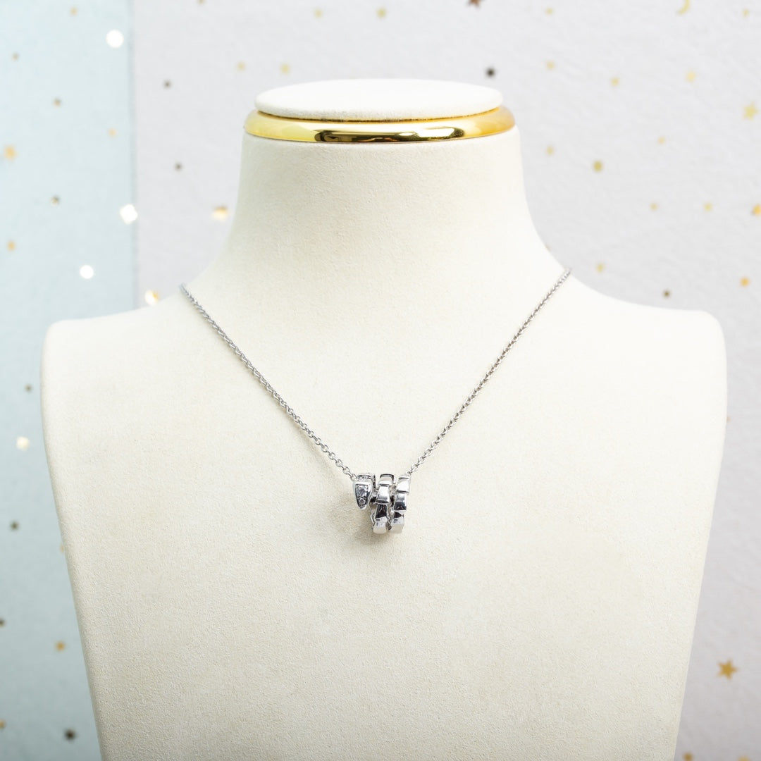 [✨Rose💎]SERPENTI SILVER NECKLACE DIAMOND