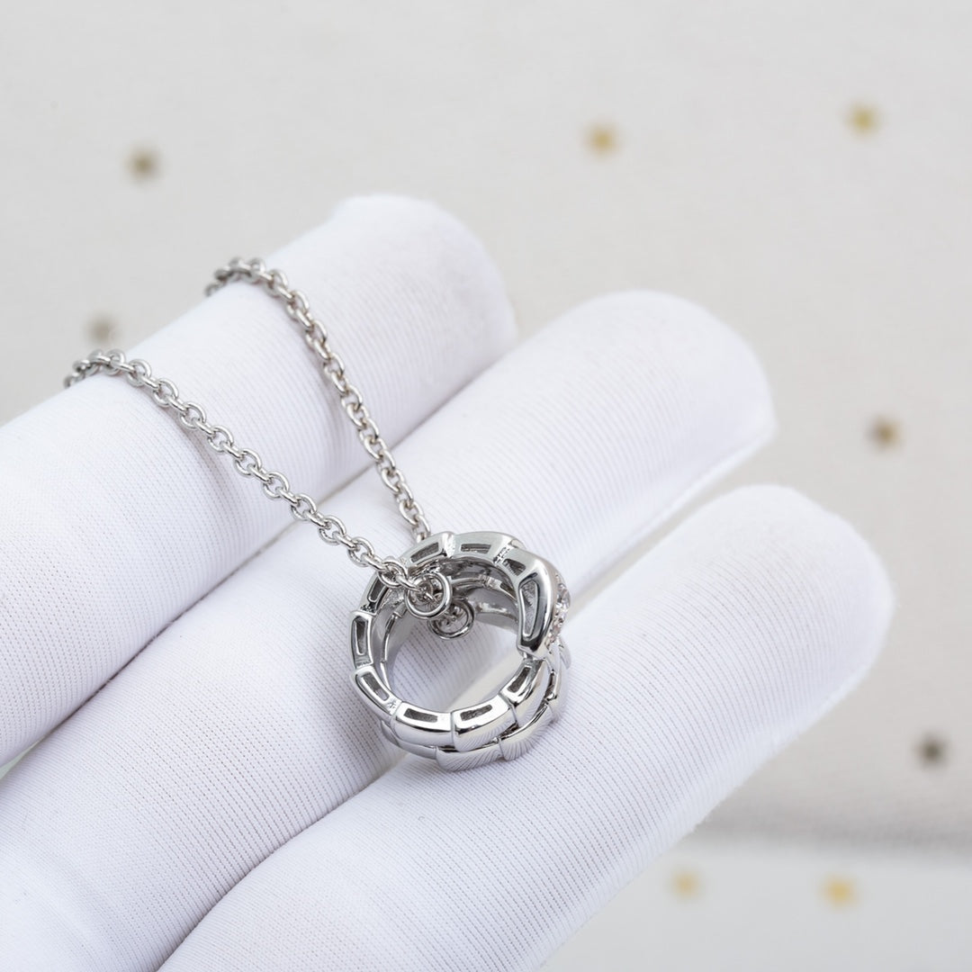 [✨Rose💎]SERPENTI SILVER NECKLACE DIAMOND