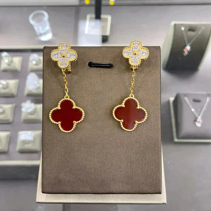 [✨Rose💎]CLOVER  2 MOTIFS  DIAMOND  EARRINGS (MULTIPLE CHOICESç´