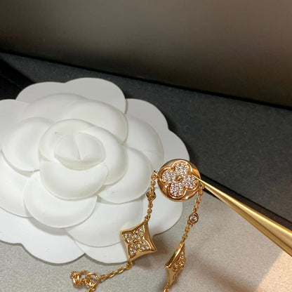 [✨Rose💎]STAR AND SUN 4 MOTIFS GOLD DIAMONDS BRACELET