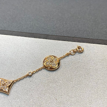 [✨Rose💎]STAR AND SUN 4 MOTIFS GOLD DIAMONDS BRACELET
