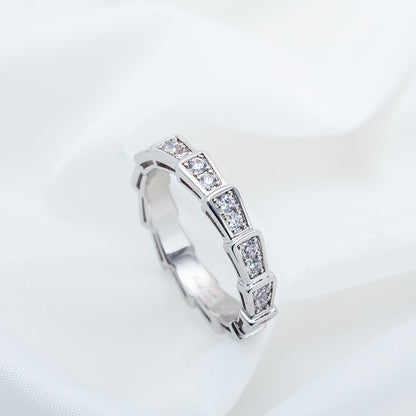 [✨Rose💎]SERPENTI RING SILVER DIAMOND PAVED 3MM