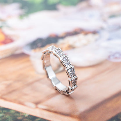 [✨Rose💎]SERPENTI RING SILVER DIAMOND PAVED 3MM