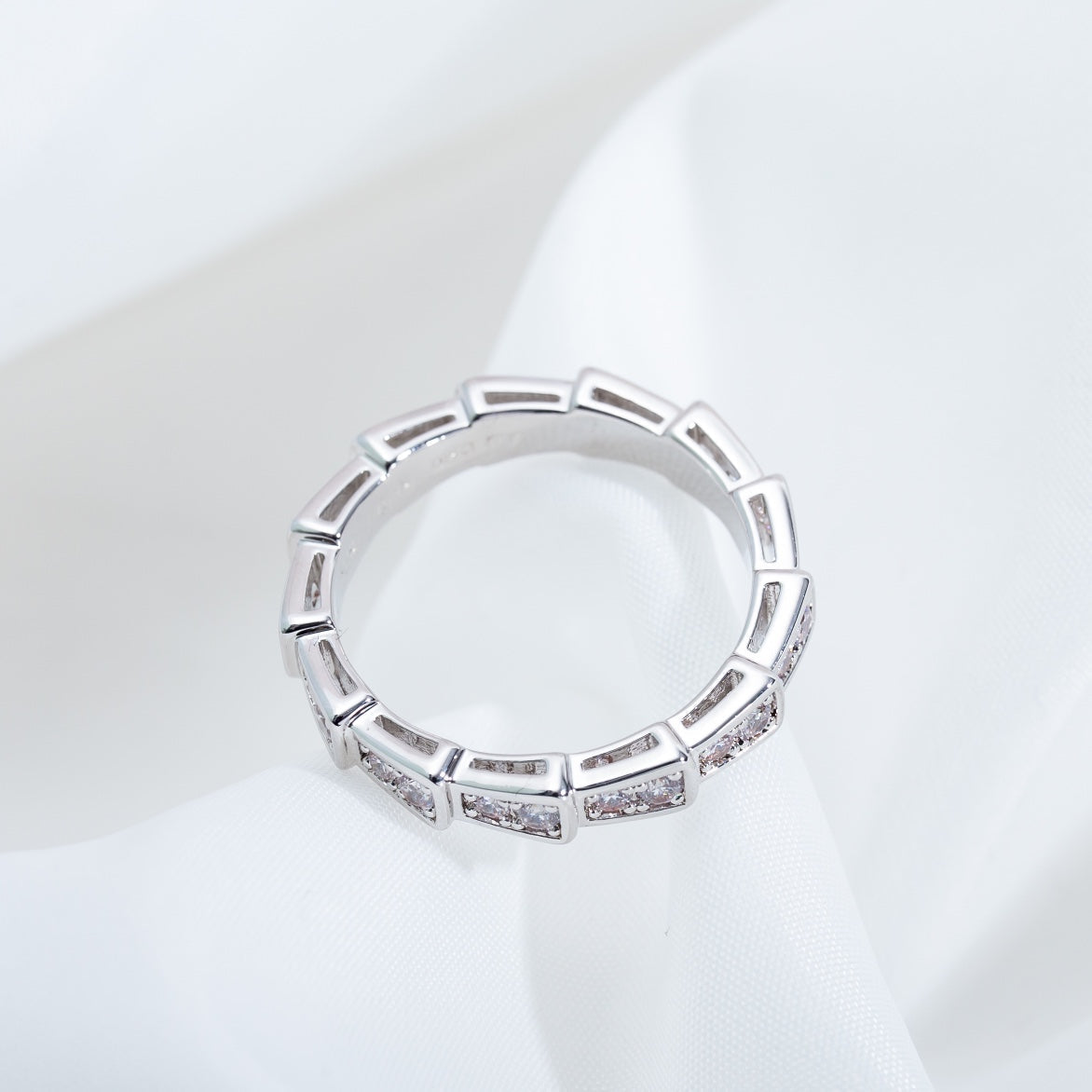 [✨Rose💎]SERPENTI RING SILVER DIAMOND PAVED 3MM