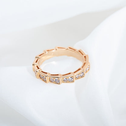 [✨Rose💎]SERPENTI RING PINK GOLD DIAMOND PAVED 3MM