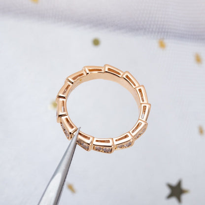 [✨Rose💎]SERPENTI RING PINK GOLD DIAMOND PAVED 3MM
