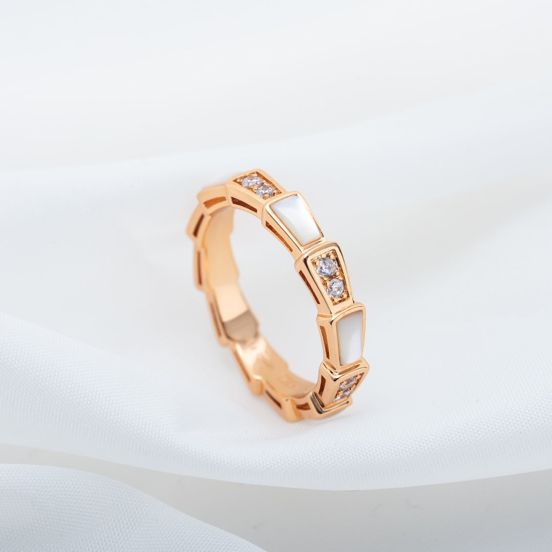 [✨Rose💎]SERPENTI RING PINK GOLD DIAMOND MOP 3MM
