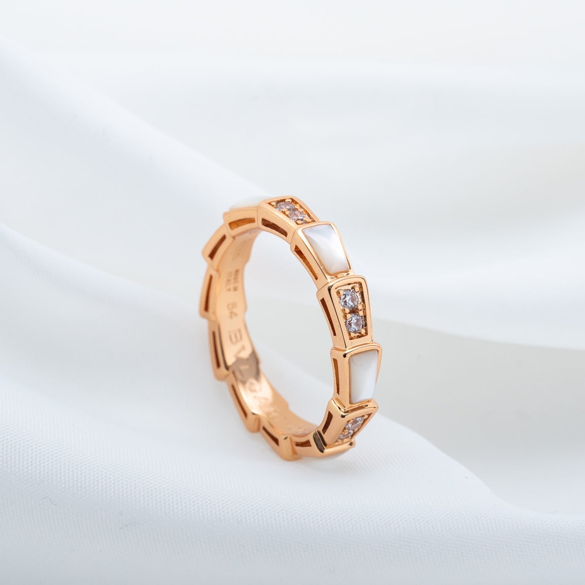 [✨Rose💎]SERPENTI RING PINK GOLD DIAMOND MOP 3MM