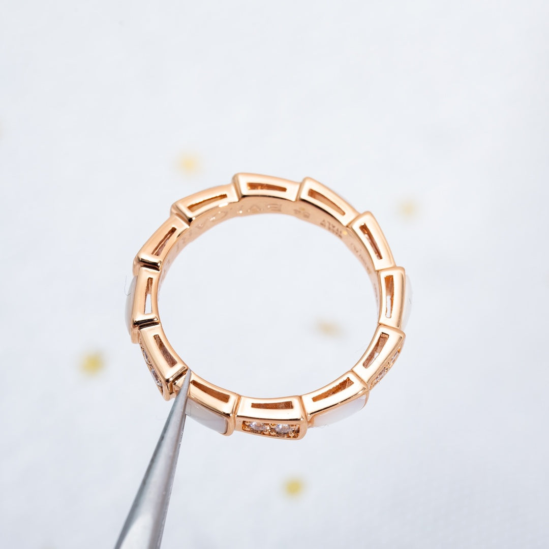 [✨Rose💎]SERPENTI RING PINK GOLD DIAMOND MOP 3MM